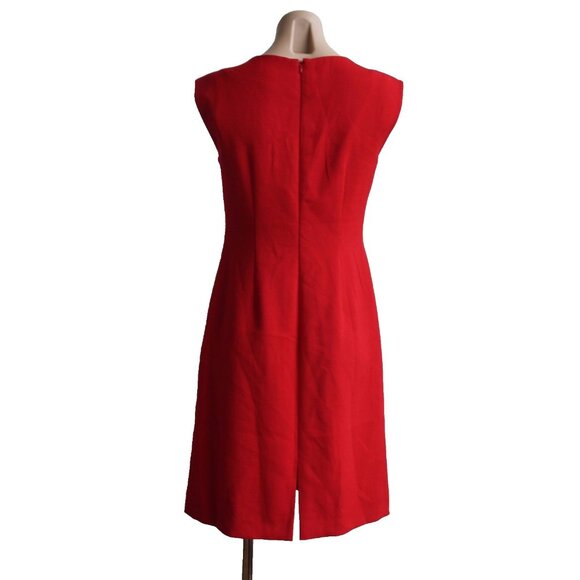 TAHARI Arthur S. Levine Dress Size 2 Red V neck Embellished Neckline - Picture 6 of 7